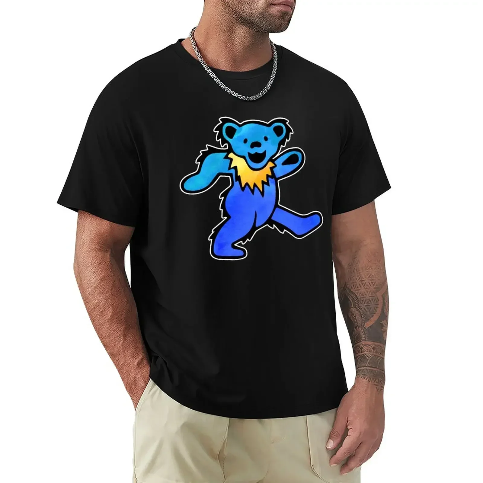 Blue Grateful Dancing Hippie Classic Rock Dead Bear T-Shirt Blouse blacks boys animal print big and tall t shirts for men