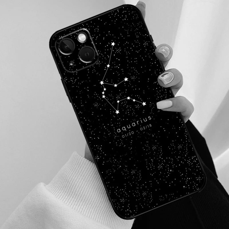 Zodiac Constellation Case For iPhone 12 11 13 14 15 16 Pro Max Mini Cover For iPhone XR X XS Max Plus Phone Case