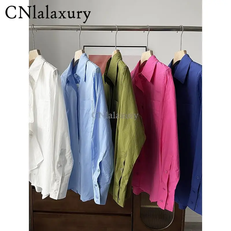 CNlalaxury Women\'s Shirt 2023 New Spring Summer Fashion Oversize Cotton Casual Blouses Loose Streetwear Shirts Female Tops