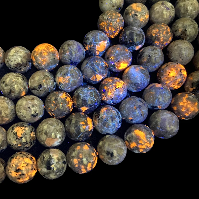 Natural Flame Stone Yooperlite Labradorite Round Loose Spacer Beads For Jewelry Making Diy Accessories Bracelet Necklace 15\