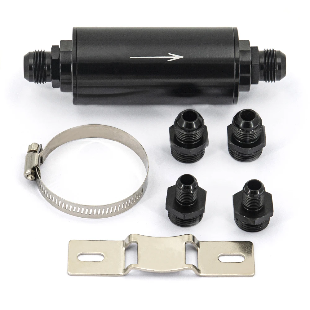 Automatyczny aluminiowy filtr paliwa 51MM E85 filtr ze stali nierdzewnej z 100 mikronami stalowym elementem AN6 AN8 AN10 złączki adapterowe