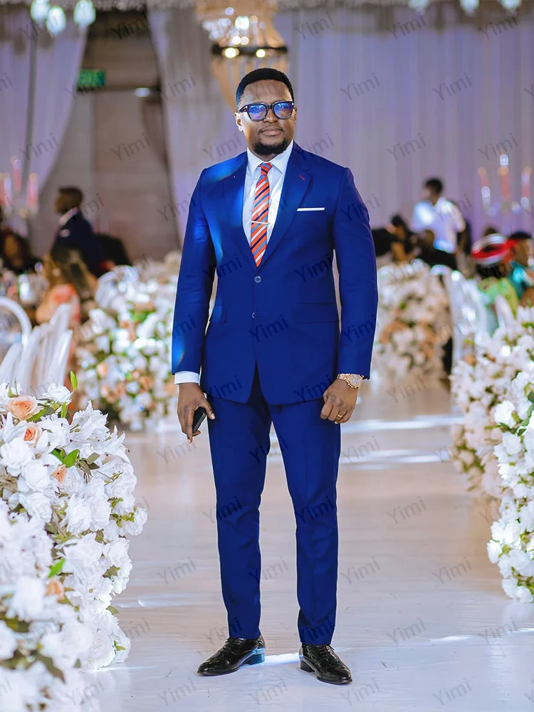 Royal Blue Classic Men's Suits Notched Lapel Single Breasted Best Man Wedding Suit Tuxedo Office Business Blazer Customized