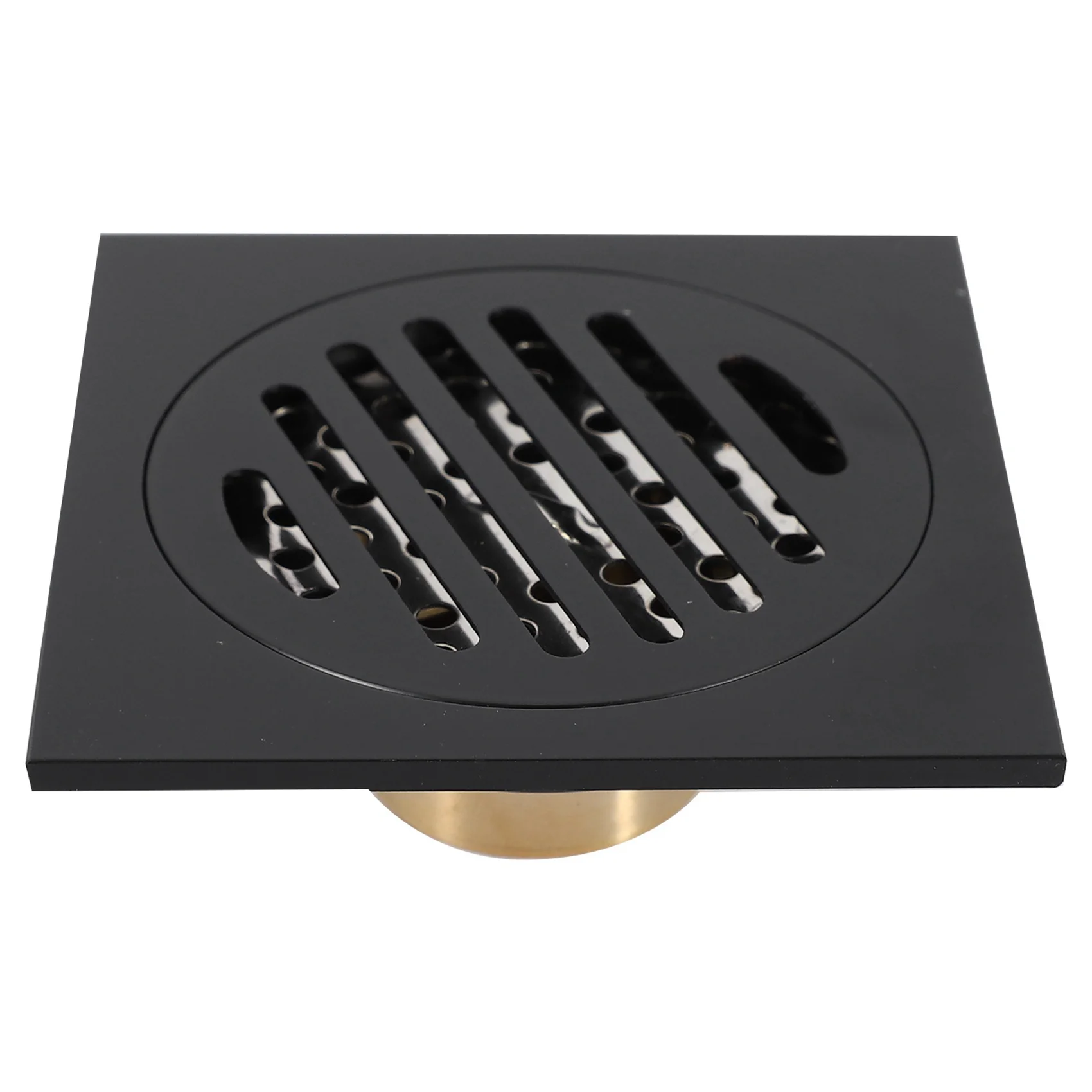 3X,4 Inch Square Shower Drain With Removable Cover Grate, Brass Anti Clogging And Odor Point Floor Drain Assembly-AT30