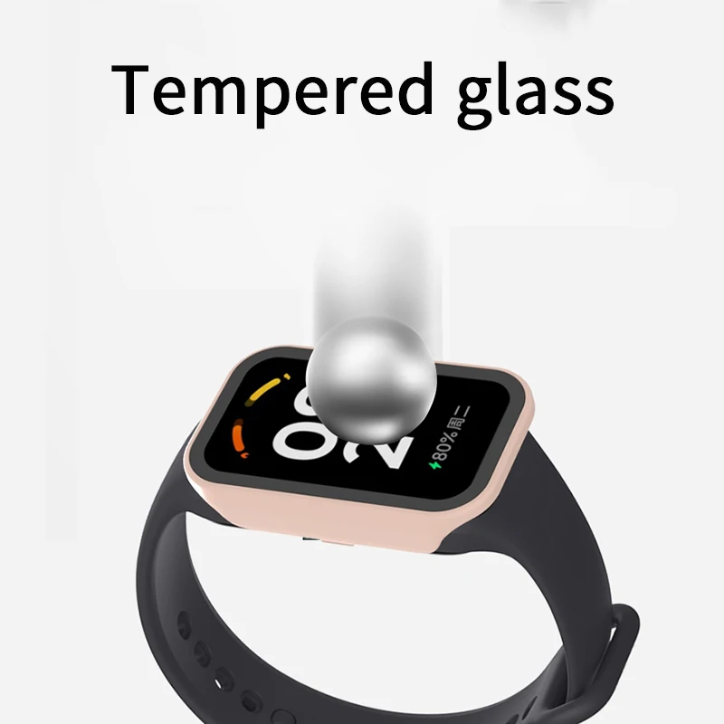 For Redmi Smart Band 2 Case Cover Hard PC Case with Tempered Glass Film Screen Protector Watch Bumper Case accessories