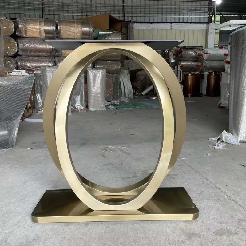 

Light luxury rock slab entrance platform Semicircular entrance cabinet enters the house the wall Minimalist hotel corridor table