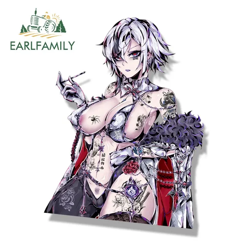 EARLFAMILY Gothic Fatui Arlecchino Fanart Car Sticker Anime Genshin Impact Knave Decal JDM Cartoon Peeker Girl Graffiti Stickers