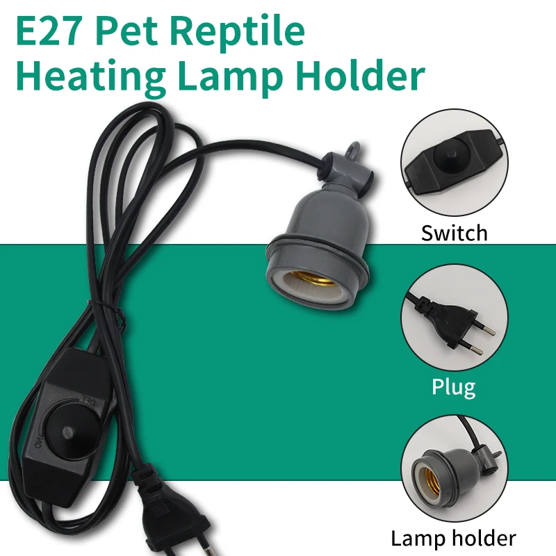 1PC E27 Heating Lamp Holder & Power Cord Switch Crawling Pet Lizard Tortoise Piglet Chicken Brooder Heating Spiral Light Socket