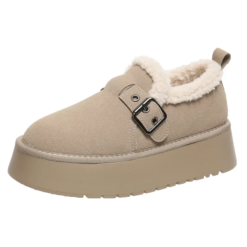 Fur Women Boots Winter Ankle Boots Hand Sewing Thread Mom Cotton Shoes for Women 2023 New Waterproof Short Snow Boot Botas Mujer