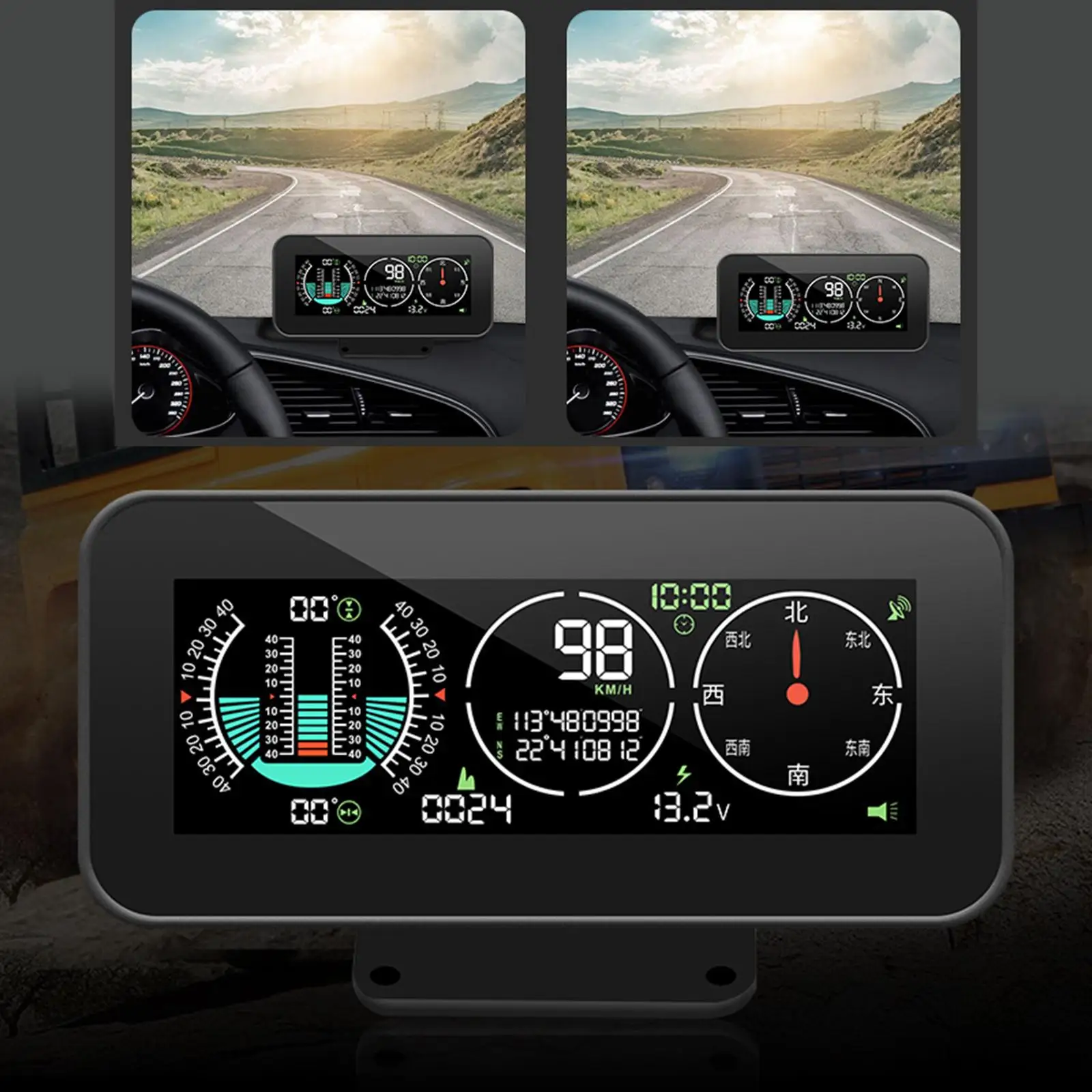 Mini HUD Heads up Display Car Compass Inclinometer for Vehicles Buses