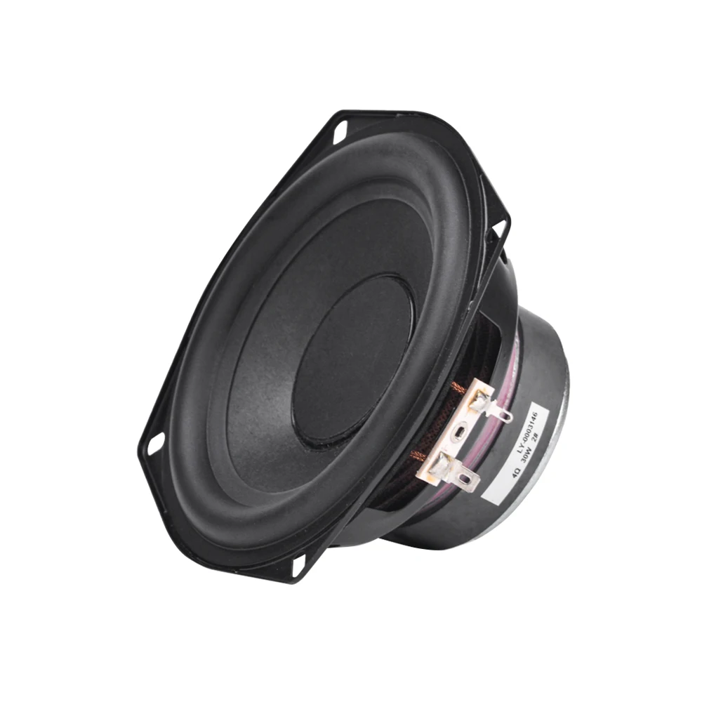 1Pcs 5.25 Inch Subwoofer Speaker 4 Ohm 30W 133MM Rubber Side Woofer Super Bass Loudspeaker For DIY Bookshelf Speakers