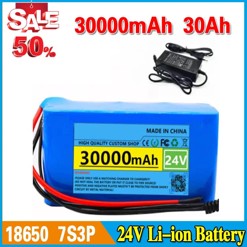 

18650 Lithium Ion Battery 30000mAh Large Capacity 7S3P 24V 30Ah Electric bicycles, assisted vehicles, balance bikes+charger