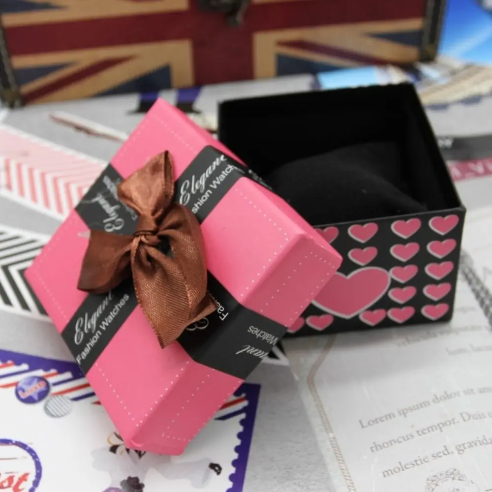Простой бумажный футляр для часов, мультяшный браслет с защитой от падения, упаковочная коробка, износостойкая прочная бумажная коробка с бантом
