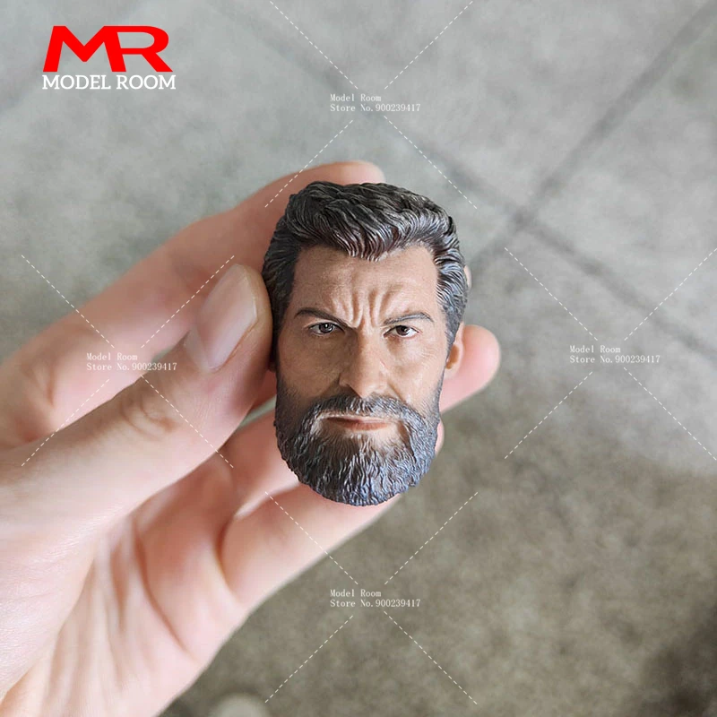 1/6 Scale Old Logan Hugh Jackman Head Sculpt PVC Male Soldier Beard Head Carving Model Fit 12'' Action Figure Body