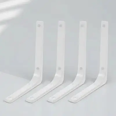 

4Pcs Black White Finish L Brackets Heavy Duty Shelf Support Stainless Steel Wall Mounted Rack for Retro Home Decor Wall Shelf