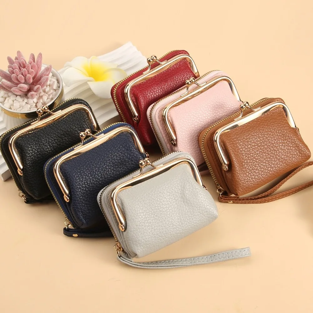 

New PU Leather Short Organ Wallet Zipper Wristlet Accordion Card Case Holder Large Capacity Compact Size Purse for Women