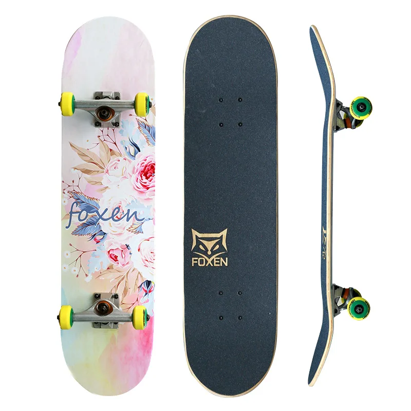 

Double warp skateboard four-wheel skateboard, professionally assembled skateboard, double-sided pattern children's adult skatebo