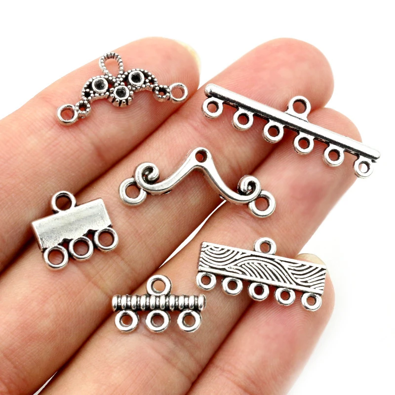 30pcs Antique Silver Plated Vintage Bar Rectangle Retro Connector Charm Pendant DIY Necklace Jewelry Findings Accessories