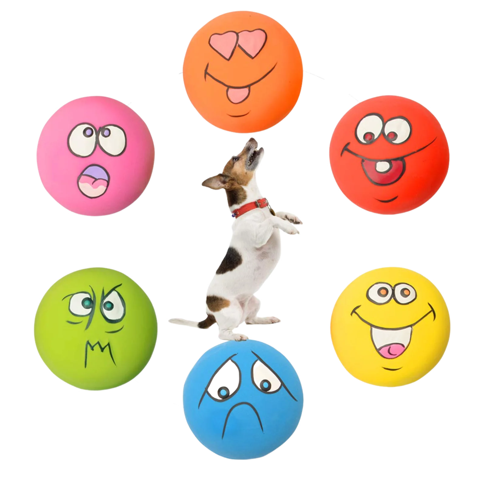 

Rubber Dog Toys Chew-Resistant Squeaky Balls for Fetch Play Puppy & Adult Dog Popular Pet Essentials