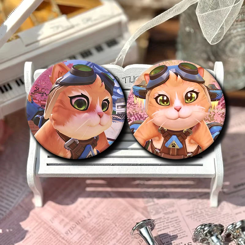 1PC 58mm O-Overwatch HD Print 58mm Round Lapel Pins Game K-Kiriko Jetpack Cat Pretty Derby Round Display Brooches Brooch Badges