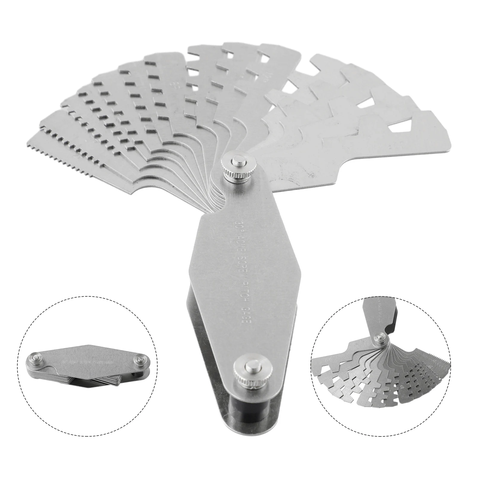 Quenched Stainless Steel Material  Convenient Folding Size  T Thread Gauge ACME TR30 Optional Screw Pitch Measuring Tool