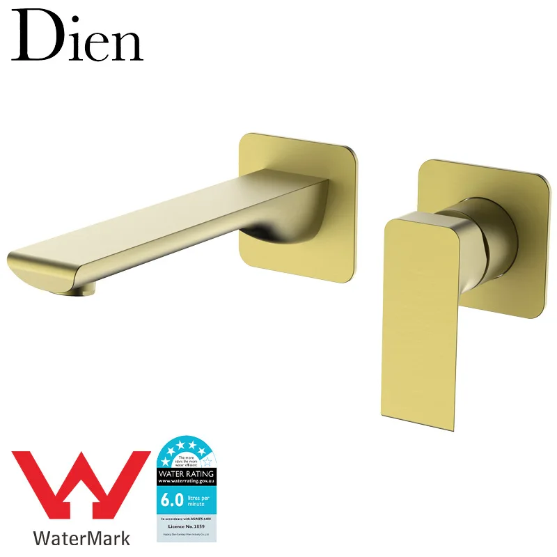 Luxury Brass wall mounted Bathroom sink faucet Top Quality Copper Hot cold water Lavabo faucet Modern Washbasin Tap,Brushed gold