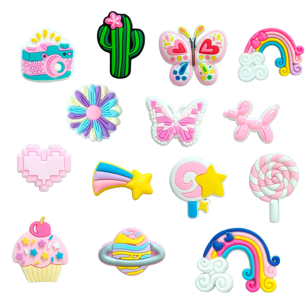 Wholesale Shoe Charms Cactus/Lollipop/Butterfly/Camera Shoe Accessories Decoration for Kid's Party