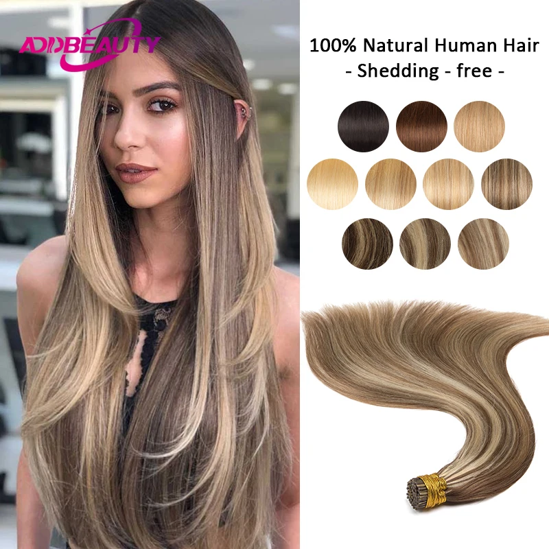 ITIP 헤어 익스텐션 인간의 머리카락 스트레이트 인간 레미 헤어 여성용 50strand Natural Capsule Keration Human Fusion Hair Extensions 