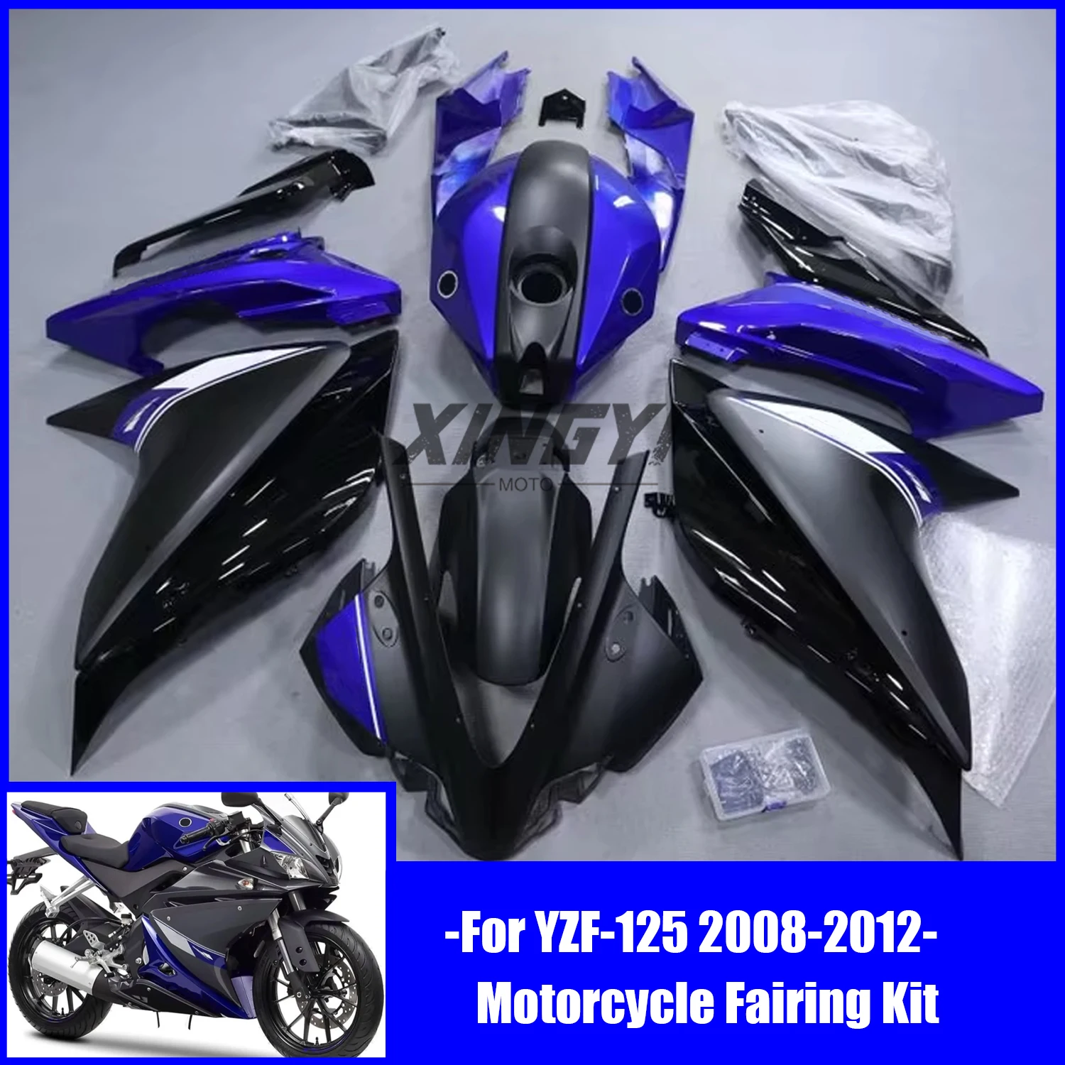 

High Quaility Motorcycle Fairing Kit Fit for YAMAHA YZF R125 YZF-R125 2008-2012 ABS Plastics Bodywork Kit Black Blue 2009 2011