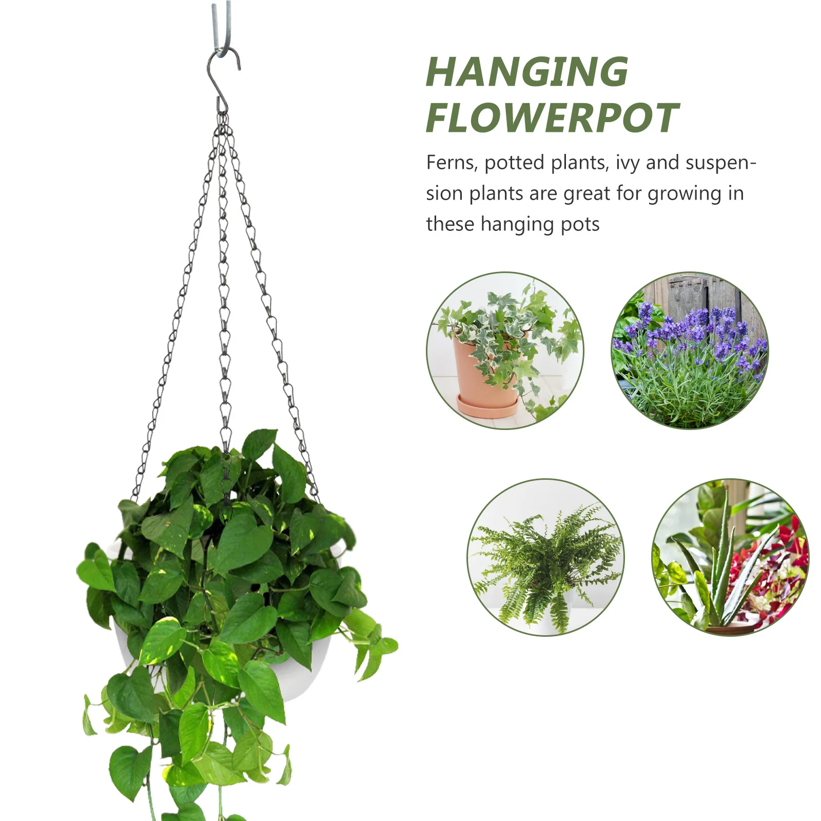 

White Hanging Planter with Drainage for Indoor Outdoor Use Modern Wall Mounted Plant Basket Decorative Flower Holder Garden