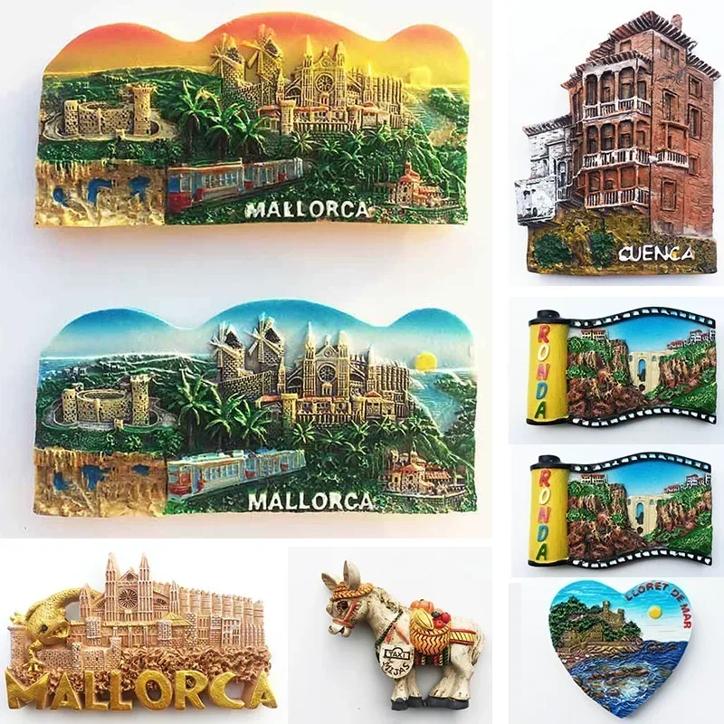 Spain Mallorca Fridge Magnets Majorca Palma Castle Cuenca Ronda Tourism Memorial Decor Crafts Magnetic Refrigerator Sticker Gift