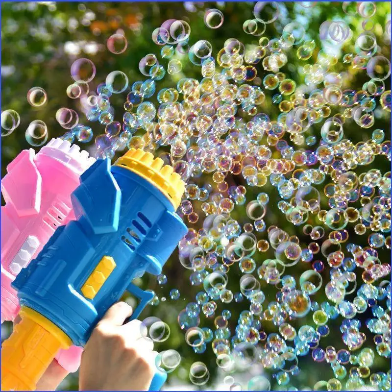 Hot 25-Holes Bubble Gun Gatling Light Rocket Bubble Machine Kids Electric Bubble Machine For Outdoor Summer Toys Children Gift