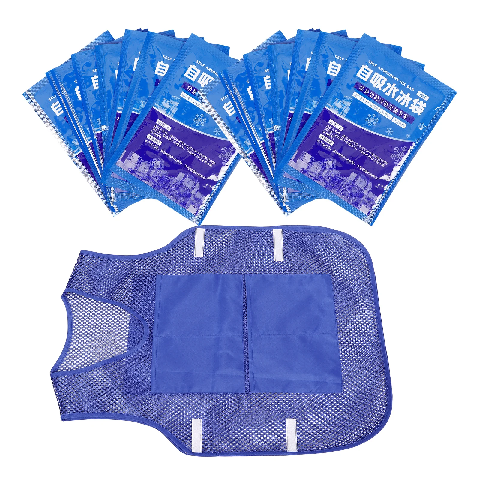 

1 Set Ice Pack Cooling Vest Durable Polyester Lightweight Replaceable Ice Pads Long Lasting Cooling Portable Summer Outdoor