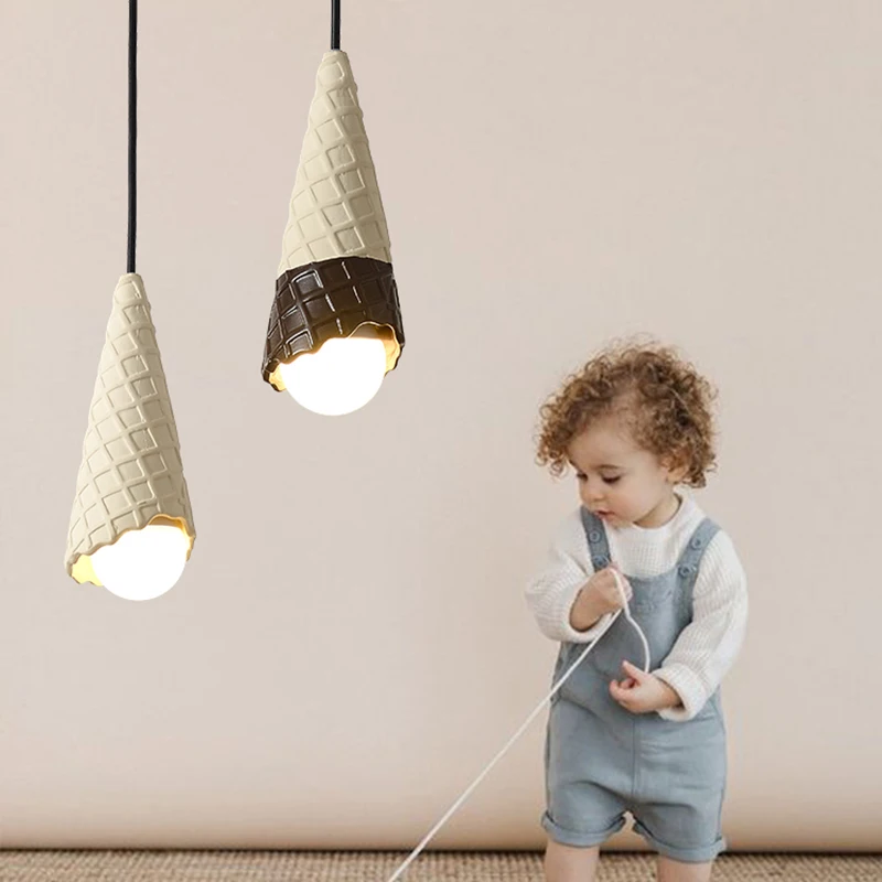 Modern Ice Cream Pendant Lamp Ceramic Night Light Bedroom Bedside Hanging Light for Children's Room Kids Casino Shop Playground