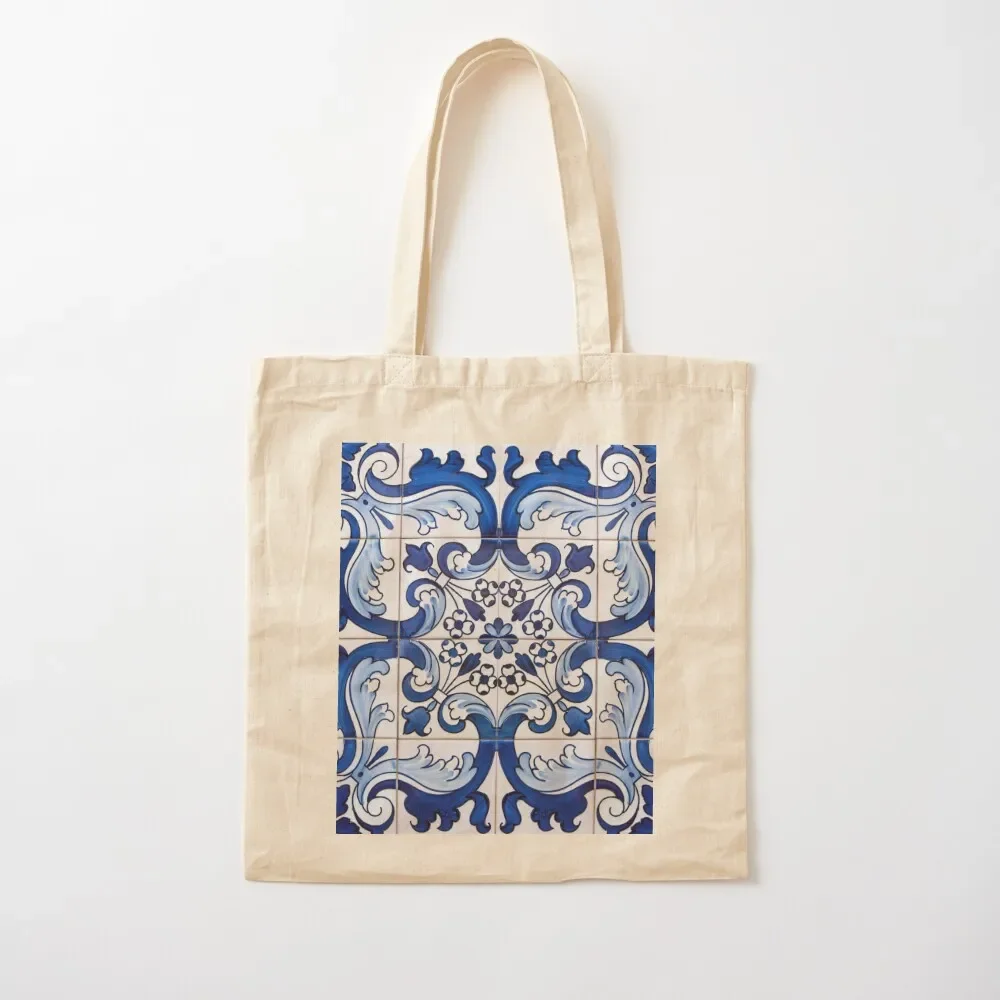 

Antique Classic Lisbon Blue Azulejo Tile Floral Pattern Tote Bag Canvas canvas tote bags cloth woman cute