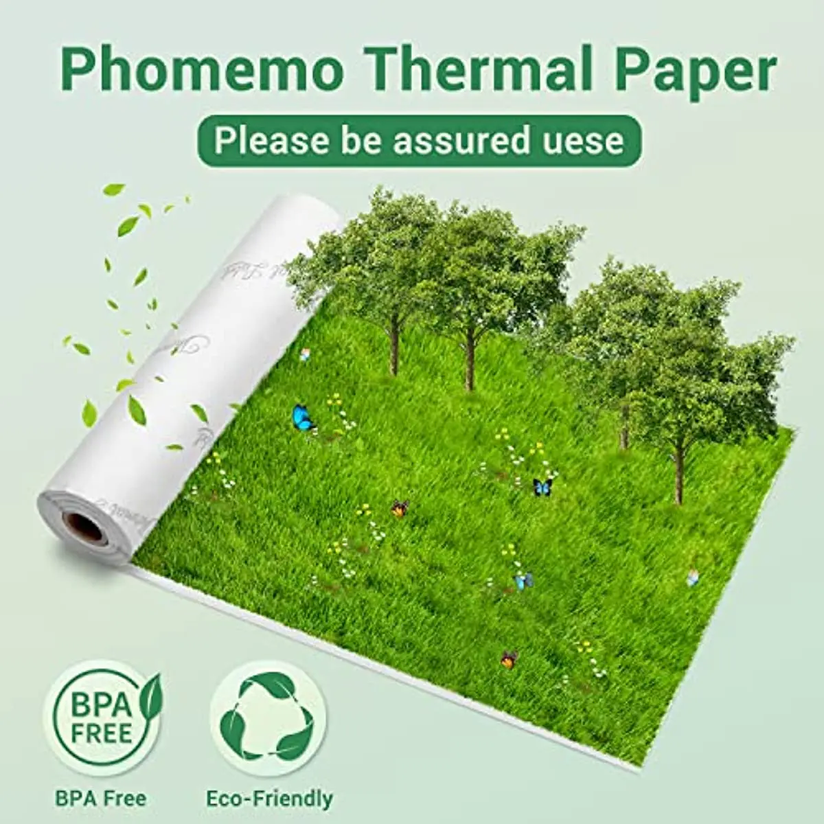 Papel térmico branco não-adesivo de phoemo 4.3 "(110mm) para a impressora térmica portátil de phoemo m04s/m04as