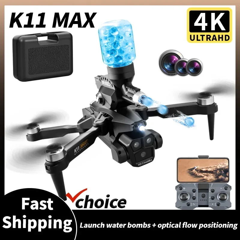 K11 MAX Lauching bombe d\'acqua Drone 8K HD pieghevole ESC tripla fotocamera posizionamento del flusso ottico Brushless WiFi FPV RC Drone