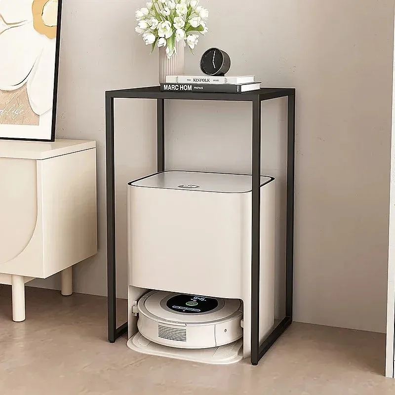 Vacuum Storage Cabinet for Robot, Luxury Iron Art Decorative Shelf for Living Room