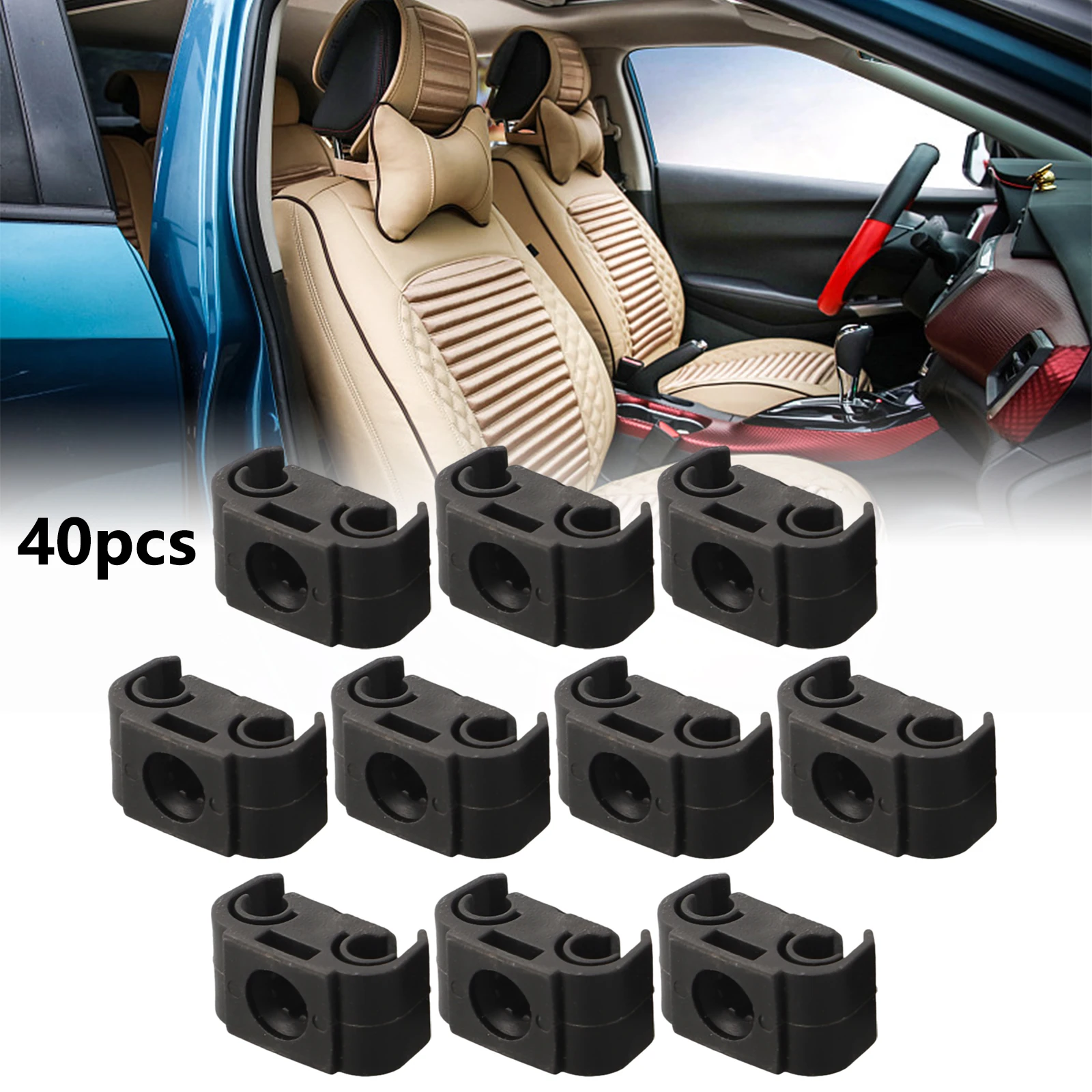 40PCS Double Brake Line Clip Brake Line Holder For  A4/S4/A6/S6/A8/S8/RS4 For GOLF For LUP For SCIROCCO For SHARAN Black Part