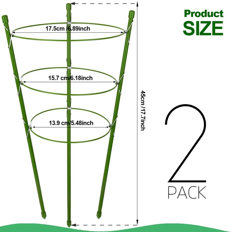 2 Pack Plant Support Cage Metal Rust Resistant Garden Plant Support Ring Plant Stake Plant Support