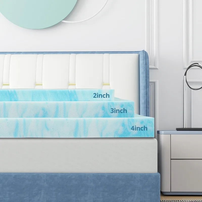 مرتبة علوية مقاس 3 بوصات، مرتبة علوية من إسفنج الذاكرة من كوين جل في صندوق