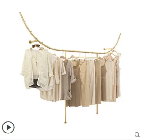 Clothes store display shelf Clothes store shelf Wall mounted clothes hanger Gold display shelf