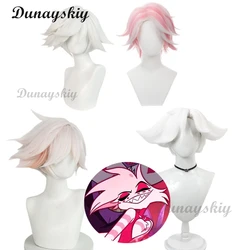 Hazbin Cosplay Hotel Angel Dust Wig Angel Dust White Wig Dust Angel Cosplay donna uomo Halloween parrucca Cosplay 4 stili