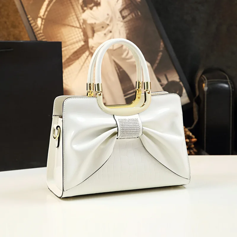 2023 Women Cross-body Handbag Purses Patent Leather Satchel Handbags For Women Tote Bow Tie Shoulder Bag Luxury Designer Handbag