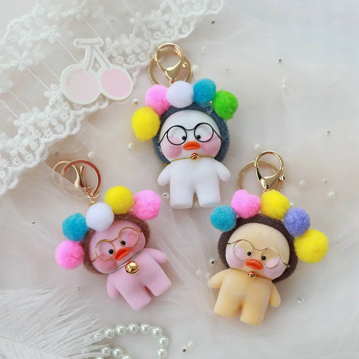 Korean Hyaluronic Acid Yellow Lalafanfan Duck Doll Keyring Creative Cute Ins Plush Keychain Women Girls Bag Pendant