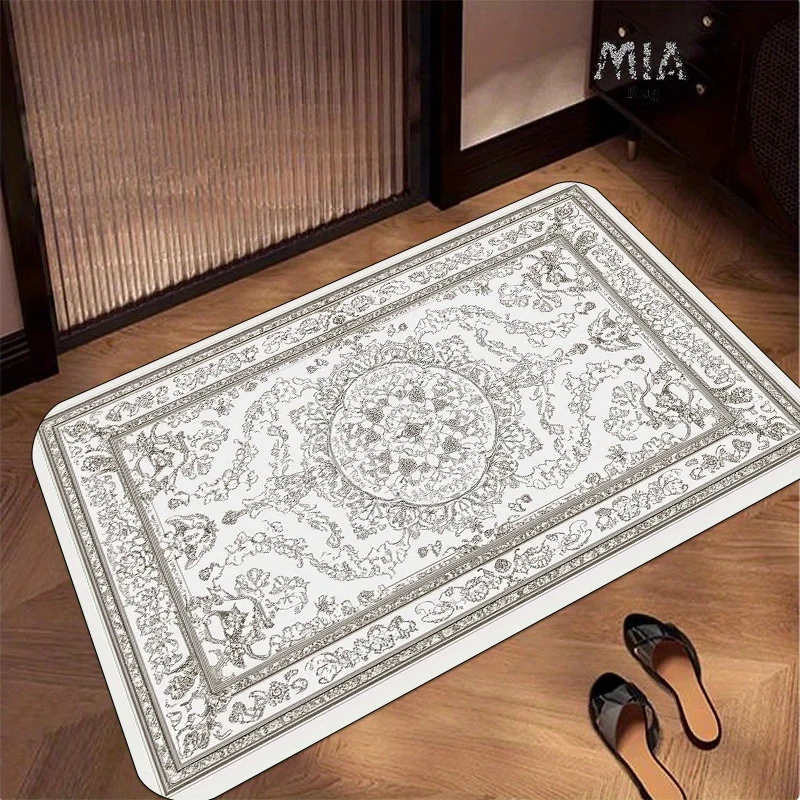 Flannel Printed Oriental Carpet Rug Traditional Pattern Indoor Mat Antique Design Home Decoration Elegant Style Living Space