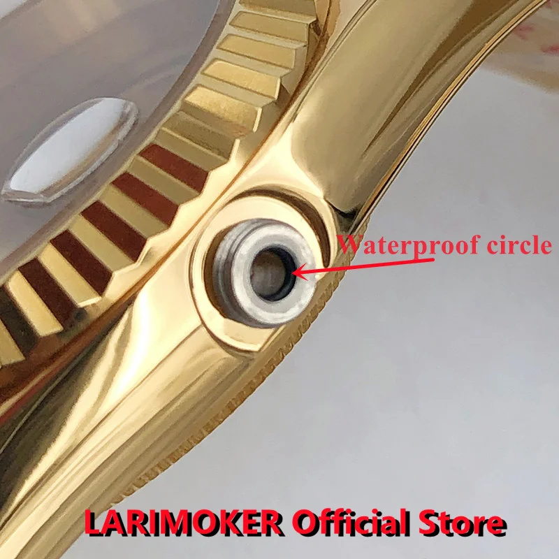 Браслет из сапфирового стекла LARIMOKER Gold 36 мм/39 мм подходит для NH34 NH35 ETA2824/2836/PT5000/Miyota8215/DG2813 3804