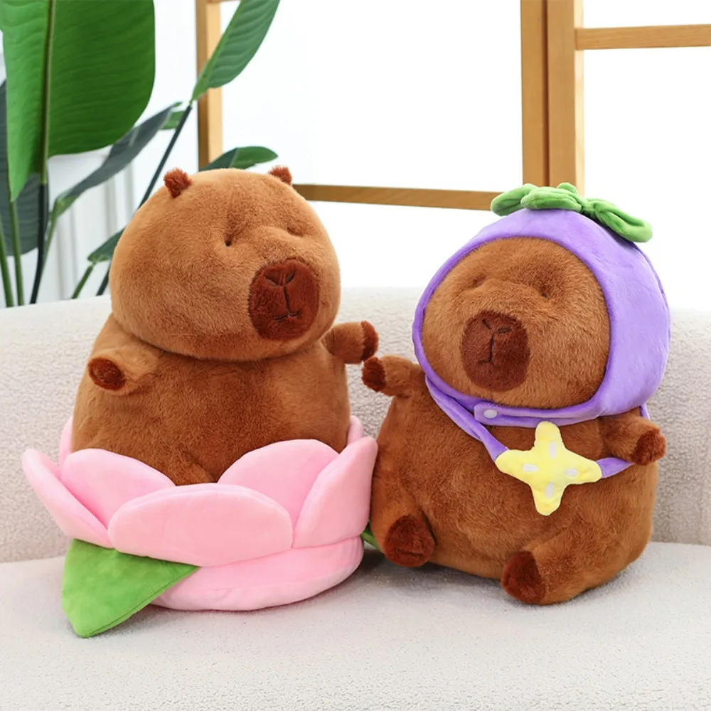 Dress Up Capybara Plush Cartoon Fluffy Capybara Plush Toy Soft Simulation Capibara Fluffty Doll Christmas Toy