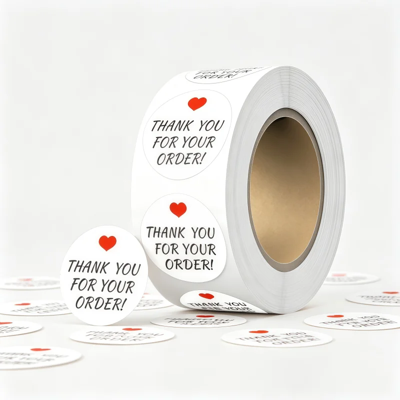 500Pcs Thank You for Your Order Stickers, Red Heart Self-Adhesive Labels 25mm, Envelope Seal Stickers for Ecommerce Packages
