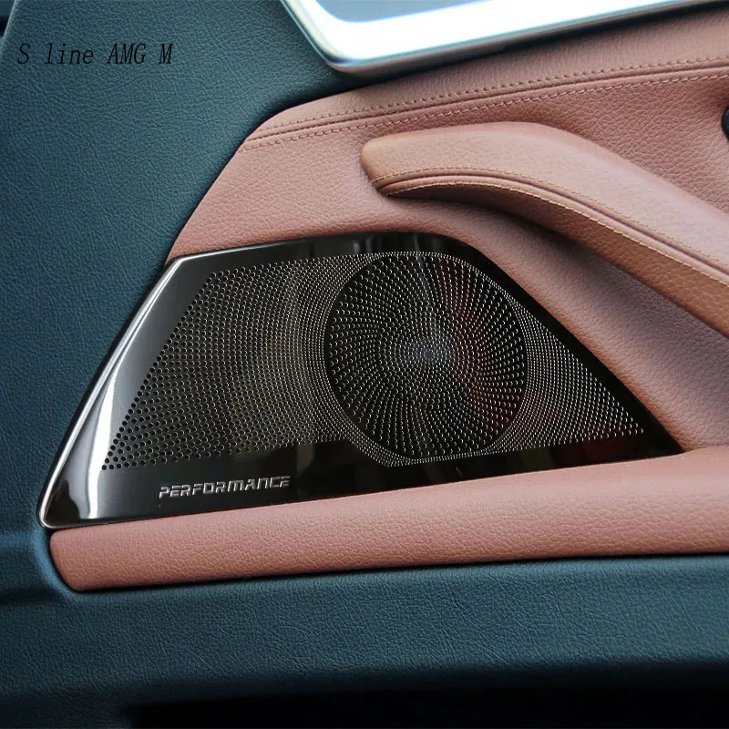

Car Door Stereo Speaker Stickers Cover Trim For M Performance Styling decoration panel For BMW F10 F18 5 Series Auto Accessories
