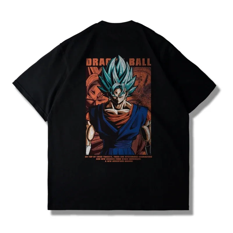 

2026 модная японская аниме Dragon Ball United Wukong черная летняя мужская и женская футболка с короткими рукавами свободная уличная футболка